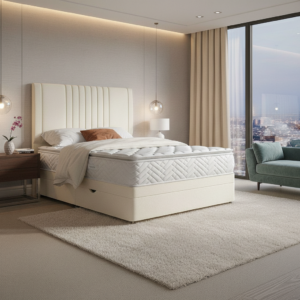 panel divan bed set | tall fluted headboard | drawer storage | mattress included | paradise sleep