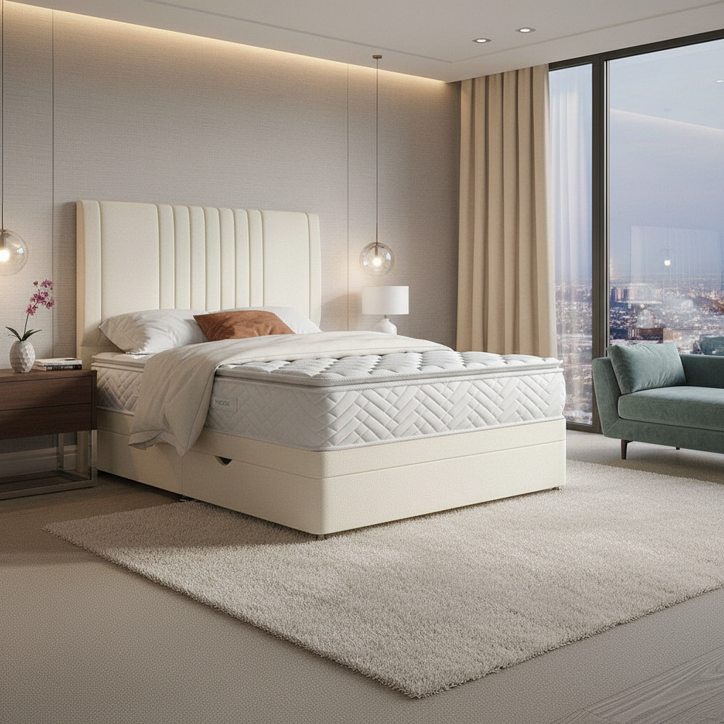 panel divan bed set | tall fluted headboard | drawer storage | mattress included | paradise sleep panel divan bed set | tall fluted headboard | drawer storage | mattress included | paradise sleep