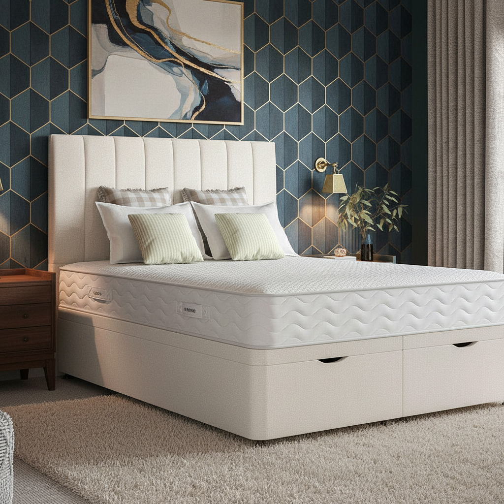 channel panel ottoman divan bed | tall headboard | drawer storage | paradise sleep channel panel ottoman divan bed | tall headboard | drawer storage | paradise sleep