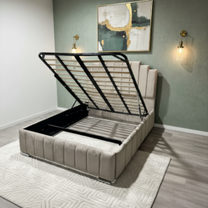 channel panel ottoman storage bed | gas lift | winged headboard | paradise sleep